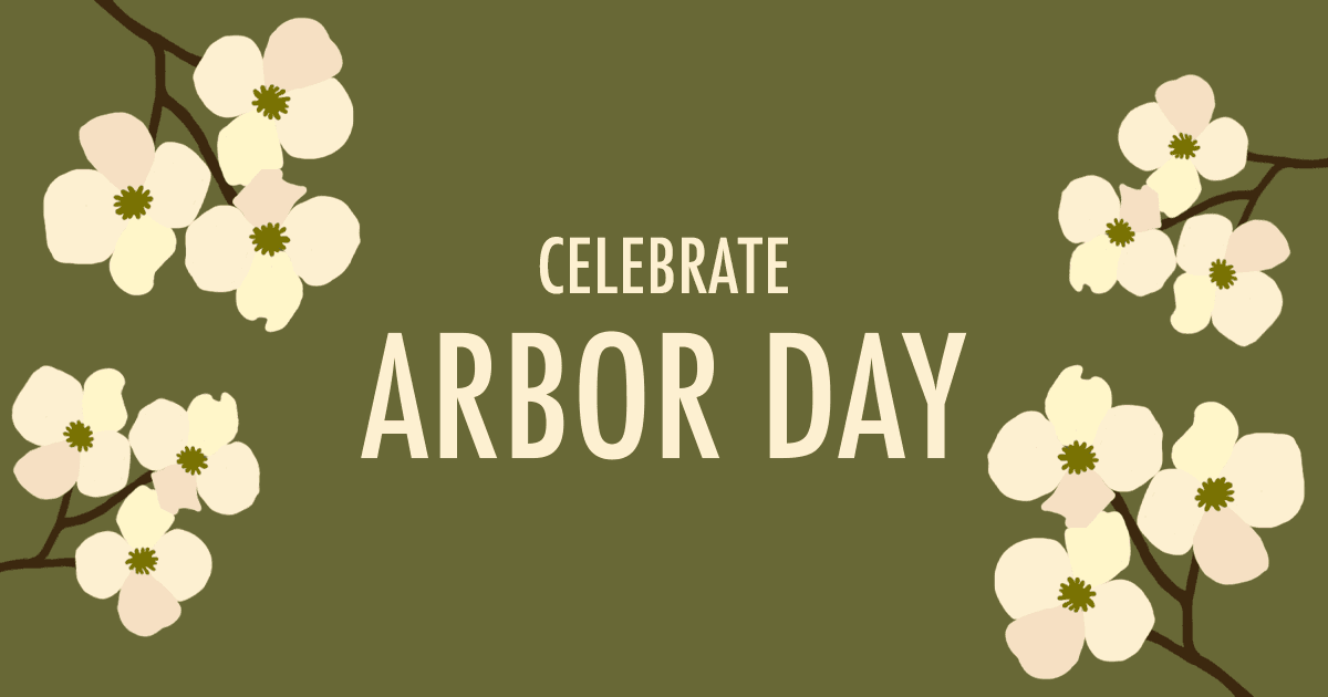 Happy Arbor Day illustration with dogwood blossoms