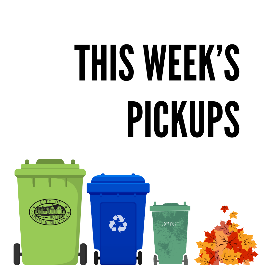 this weeks pickups for trash recycling yard waste and compost