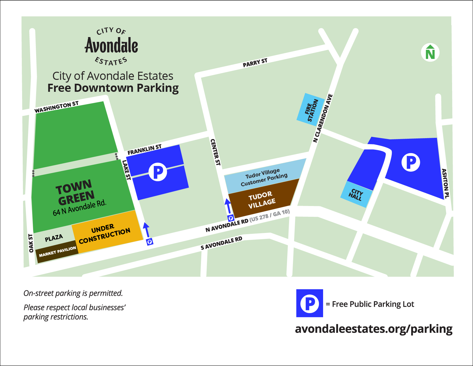 downtown map showing public parking lots 